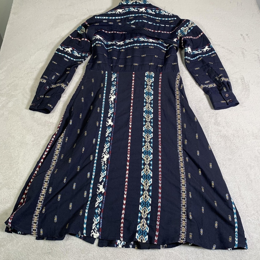 Finley Southwestern Horse Print Jacquard Belted Shirt Dress Womens Small USA - Picture 12 of 14